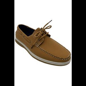 Aston Marc Men's Faux Nubuck Boat Shoes Tan - Medium